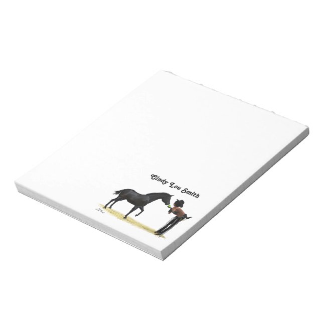 Cowgirl Pinup mit Horse Notepad Notizblock (Rotiert)