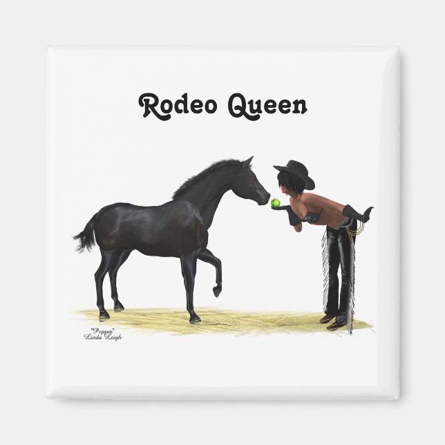 Cowgirl Pinup mit Pferdemagnet Magnet (Vorne)