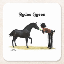 Cowgirl Pinup mit Pferdepapier-Untersetzer Rechteckiger Pappuntersetzer