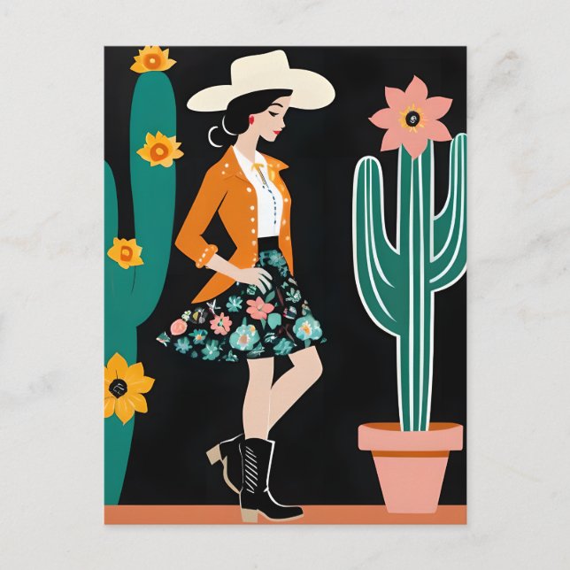 Cowgirl Postkarte (Vorderseite)