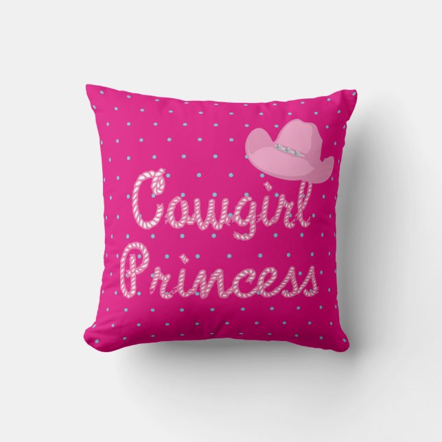 Cowgirl Princess besticht mit rosa Cowgirl Hut Kissen (Vorderseite)