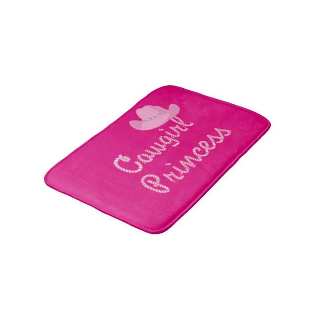 Cowgirl Princess Pink Hat Bath Mat Badematte (Schrägansicht)