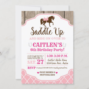 Cowgirl Princess Saddle Up Pony Geburtstag Einladung