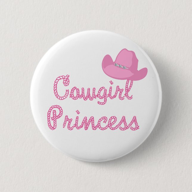 Cowgirl-Prinzessin With Pink Hat Button (Vorderseite)