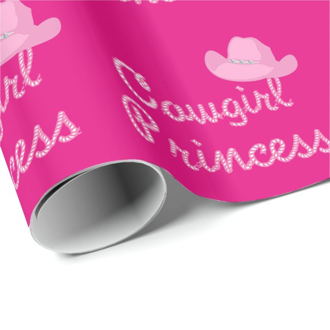 Cowgirl-Prinzessin With Pink Hat Geschenkpapier (Rolleneckpunkt)