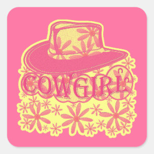 Cowgirl! Quadratischer Aufkleber
