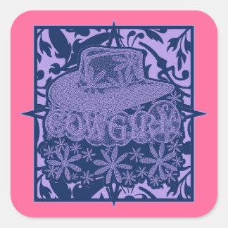 Cowgirl! Quadratischer Aufkleber