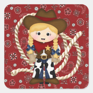 Cowgirl Quadratischer Aufkleber