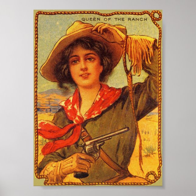 Cowgirl "Queen of the Ranch" Vintage Poster (Vorne)
