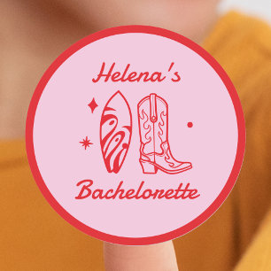 Cowgirl Red & Pink Bachelorette Runder Aufkleber