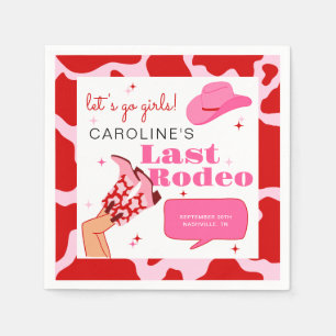 Cowgirl Red & Pink Letzte Rodeo Junggeselinnen-Abs Serviette