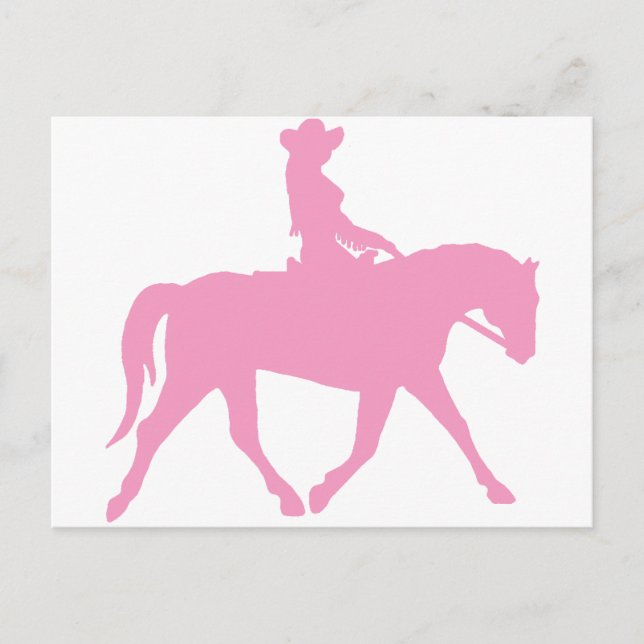 Cowgirl reiten ihr Pferd (pink) Postkarte (Vorderseite)