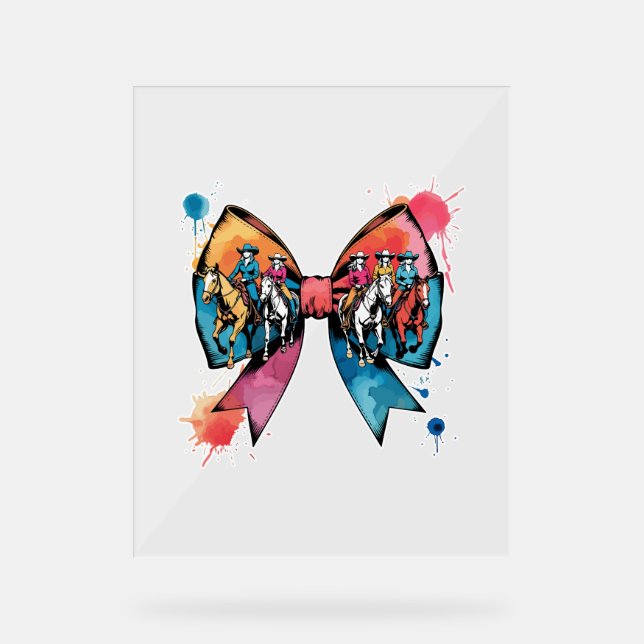 Cowgirl Reiten Pferde Coquette Bow Acrylschild (Vorderseite)