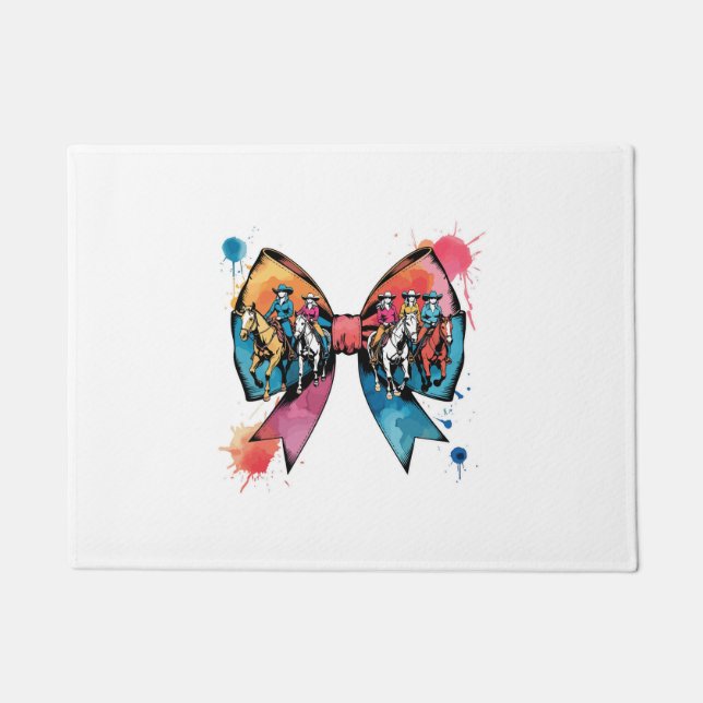Cowgirl Reiten Pferde Coquette Bow Fußmatte (Vorderseite)