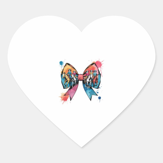 Cowgirl Reiten Pferde Coquette Bow Herz-Aufkleber (Vorderseite)