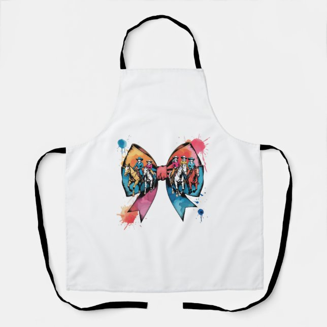Cowgirl Reiten Pferde Coquette Bow Schürze (Vorderseite)