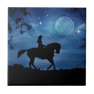 Cowgirl Reiten Reiten Kunst Fantasy Tile Fliese