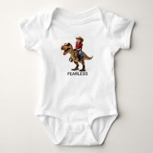 Cowgirl reitet auf einem T-Rex Fearless Baby Strampler