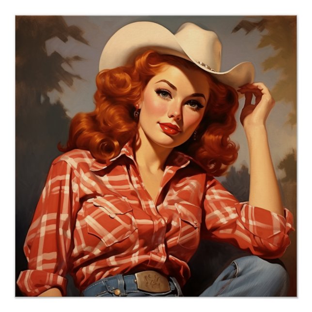 Cowgirl Reverie in Style: Wild West Whispers Poster (Vorderseite)