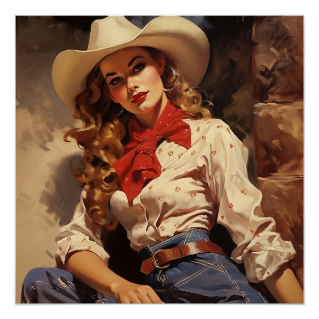 Cowgirl Reverie in Style: Wild West Whispers Poster (Vorderseite)