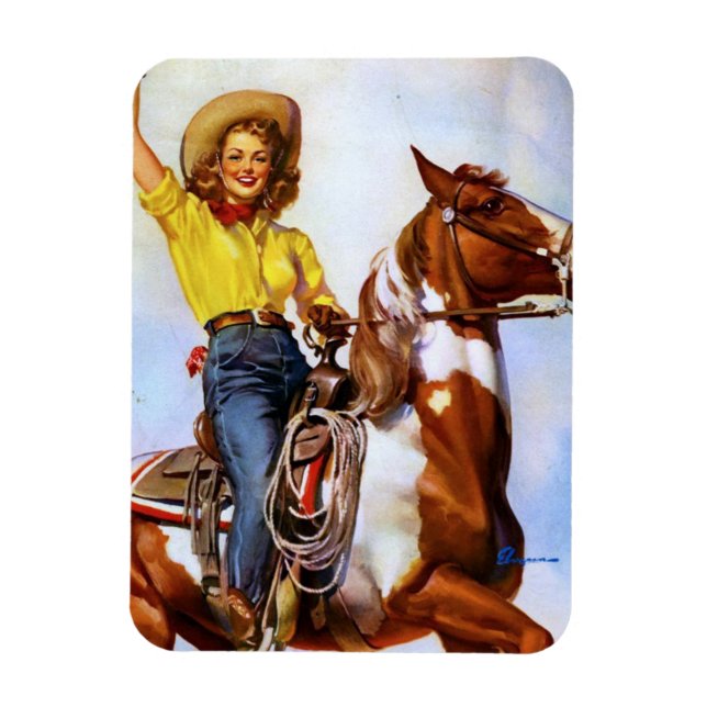 Cowgirl Rider Button Up Magnet (Vertikal)