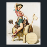 Cowgirl Riding Button Up Poster<br><div class="desc">Vintages Button. Sehr hochauflösendes Bild direkt aus der originalen Ölmalerei der Leinwand.</div>