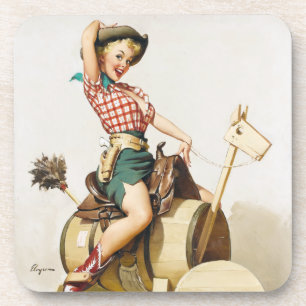 Cowgirl Riding Button Up Untersetzer