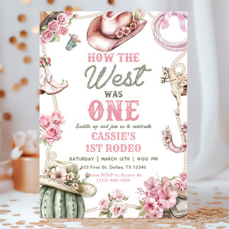 Cowgirl Rodeo 1. Geburtstag - Wie der Westen eins Einladung