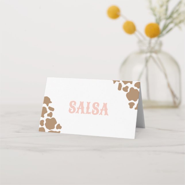 Cowgirl Rodeo Birthday Food Labels Platzkarte (Vorderseite)