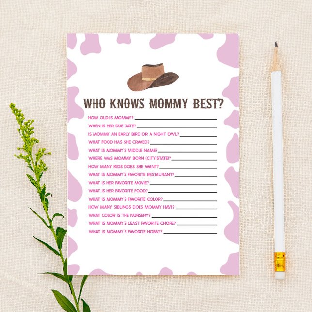 Cowgirl Rodeo, die Mommy Baby Shower Game kennt Briefpapier (Von Creator hochgeladen)