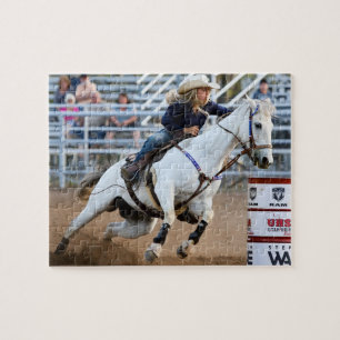Cowgirl-Rodeo-Pferd-Barrel-Western-Sport Puzzle