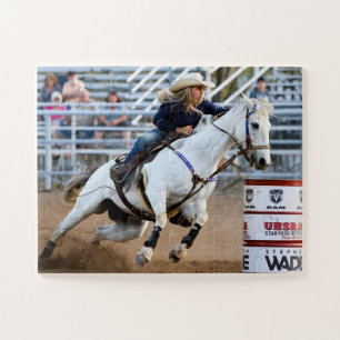 Cowgirl-Rodeo-Pferd-Barrel-Western-Sport Puzzle