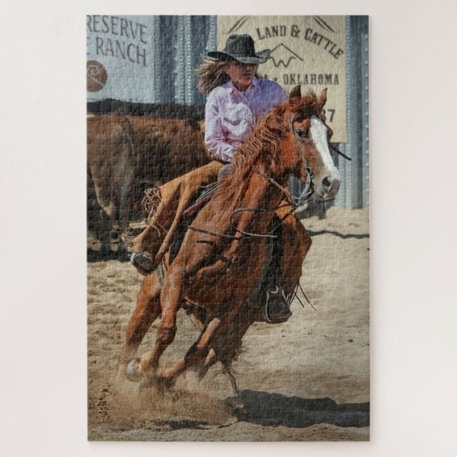 Cowgirl Rodeo Reitsport Western Sport Puzzle (Vertikal)