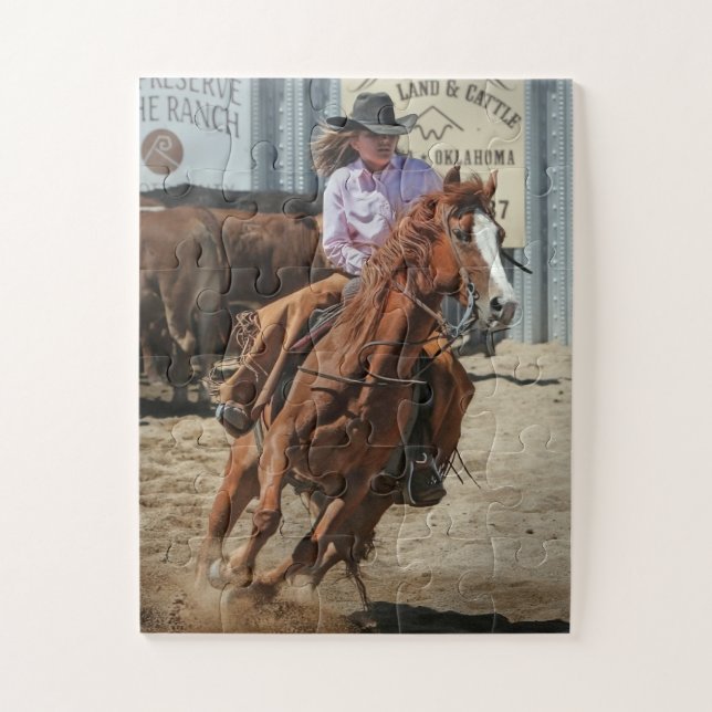 Cowgirl Rodeo Reitsport Western Sport Puzzle (Vertikal)