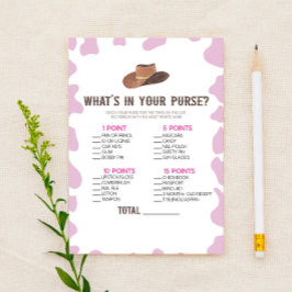 Cowgirl Rodeo Was ist in Purse Baby Shower Game Briefpapier