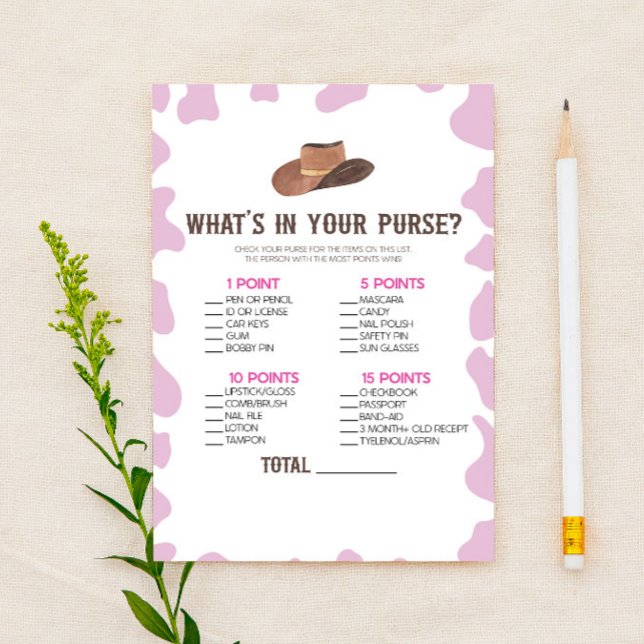 Cowgirl Rodeo Was ist in Purse Baby Shower Game Briefpapier (Von Creator hochgeladen)