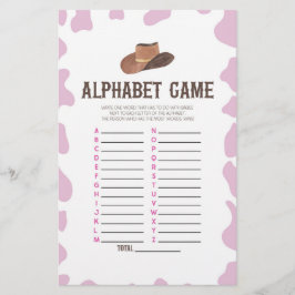 Cowgirl Rodeo Western Alphabet Baby Showspiel Briefpapier