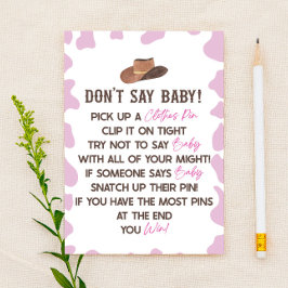 Cowgirl Rodeo Western Sage kein Baby Shower Game Briefpapier