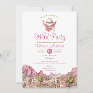 Cowgirl Rodeo Wild Party Western Ranch Birthday Einladung