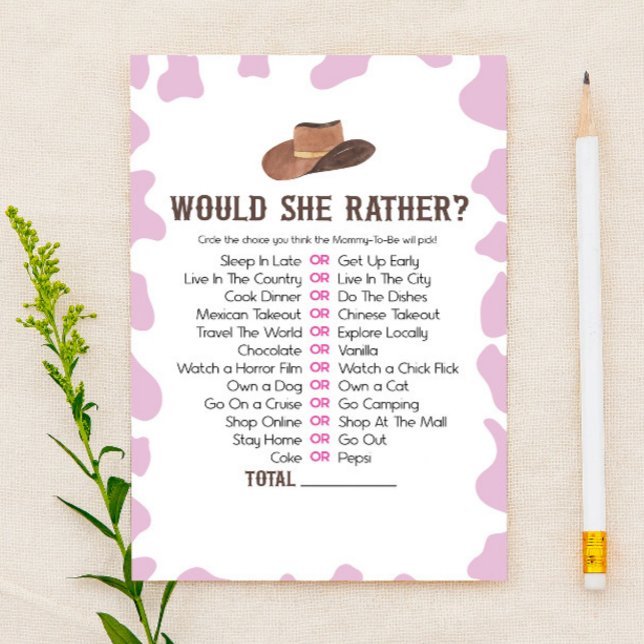 Cowgirl Rodeo wollte sie eher Baby Dusche Spiel Briefpapier (Von Creator hochgeladen)