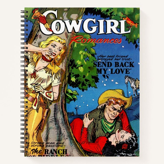 Cowgirl Romance The ratyal Vintage Comicen Notizbuch (Vorderseite)