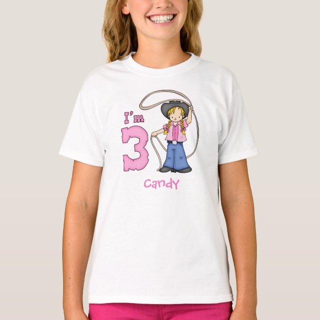 Cowgirl Roper 3. Geburtstag T - Shirt (Vorderseite)