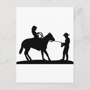 Cowgirl Roping Cowboy Postkarte