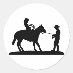 Cowgirl-Roping Cowboy Runder Aufkleber