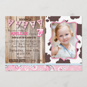 Cowgirl-rosa Bandanna-Western-Thema-Geburtstag Einladung