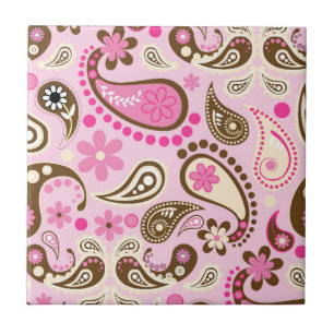 Cowgirl Rosa Braun Paisley Blumen Land Texas Fliese