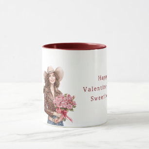 Cowgirl-Rosa-Rosen-Valentinstag Tasse
