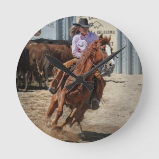 Cowgirl Runde Wanduhr