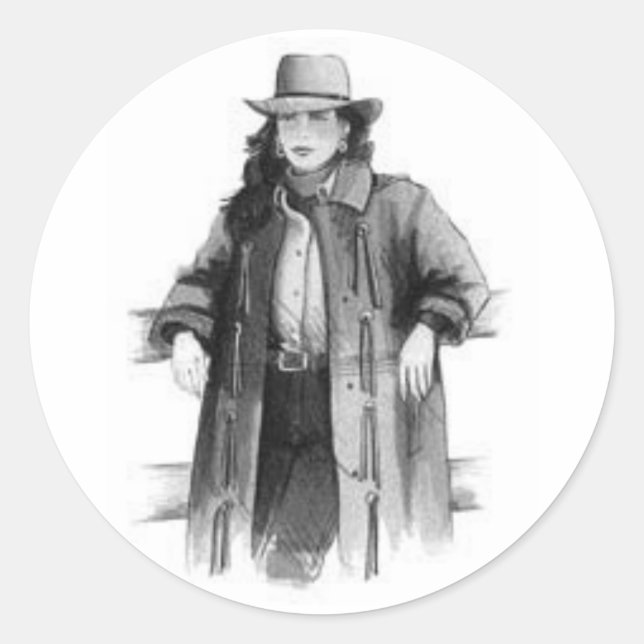 Cowgirl Runder Aufkleber (Vorderseite)