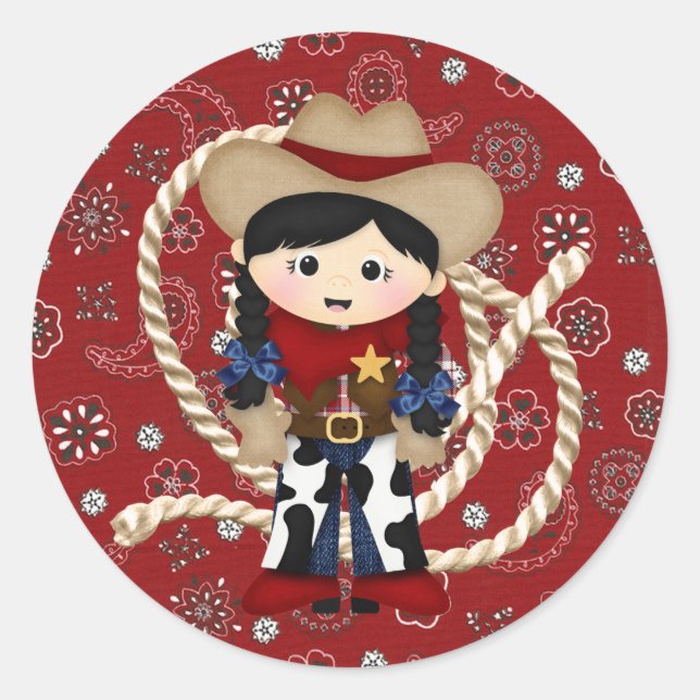 Cowgirl Runder Aufkleber (Vorderseite)